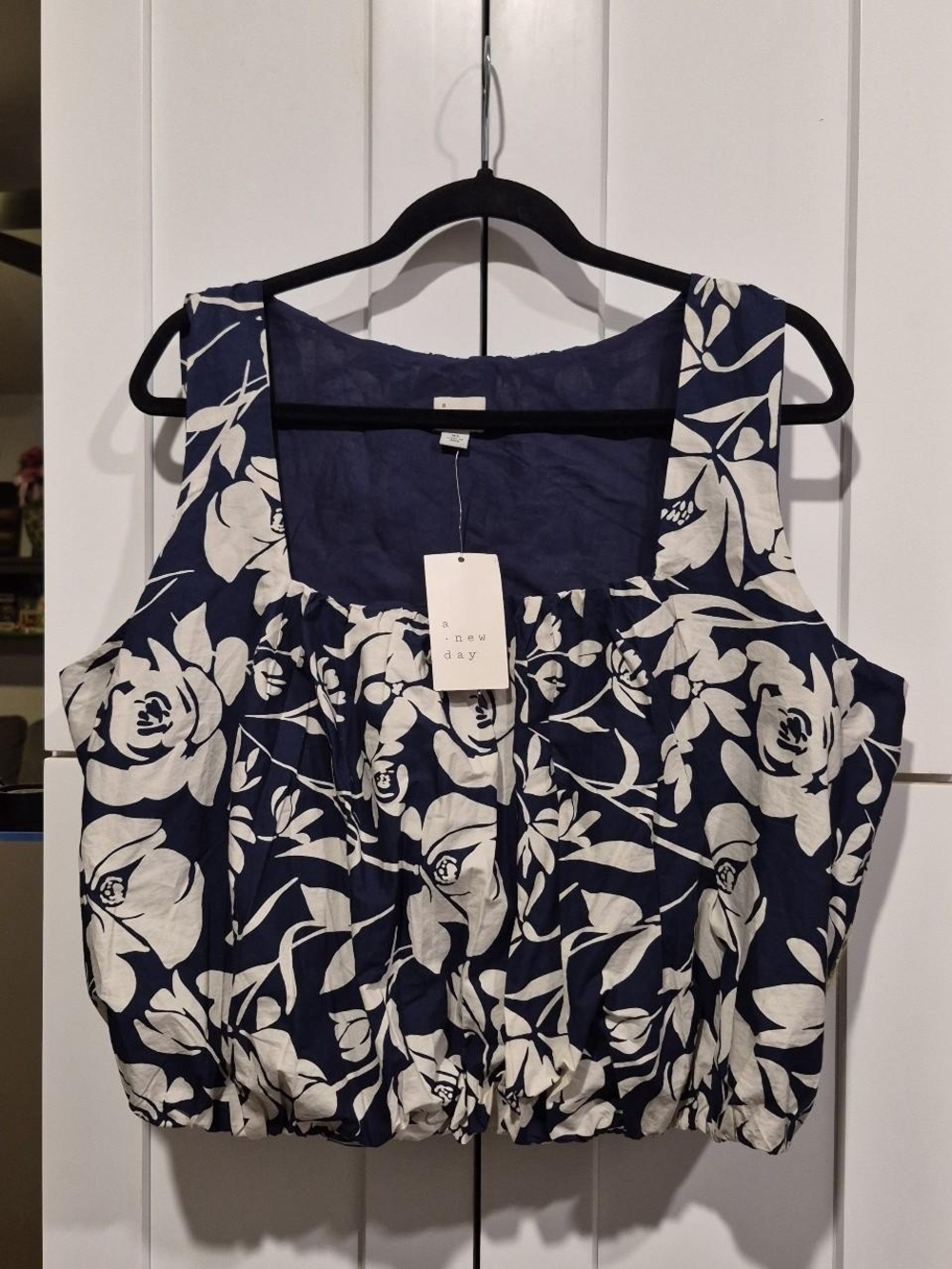 a new day Navy and White Floral Sleeveless Top
